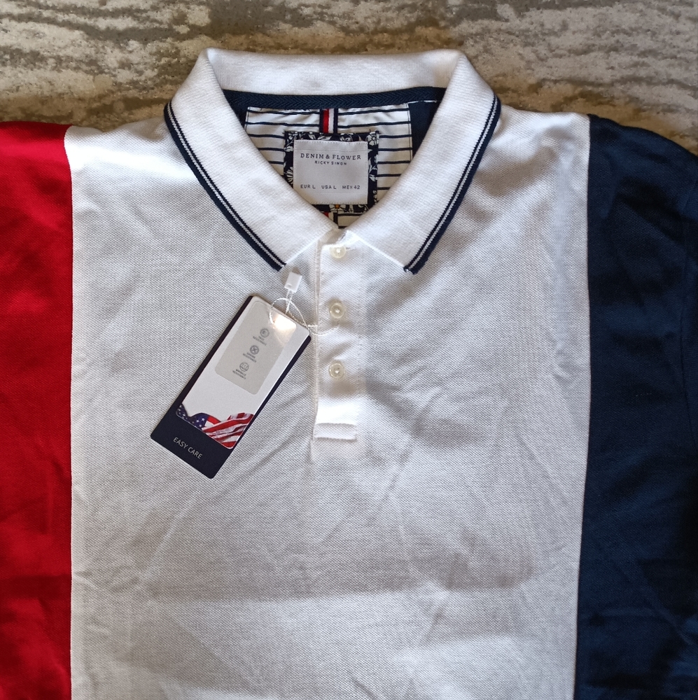 Denim & Flower Men's Easy Care Polo New Size Large